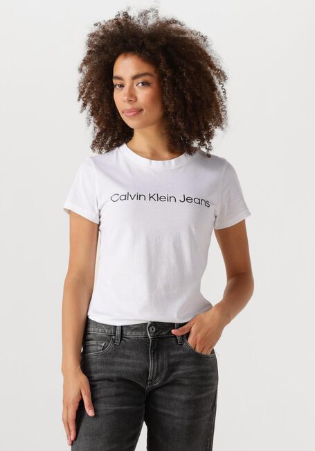 Witte CALVIN KLEIN T-shirt CORE INSTIT LOGO SLIM FIT TEE - large