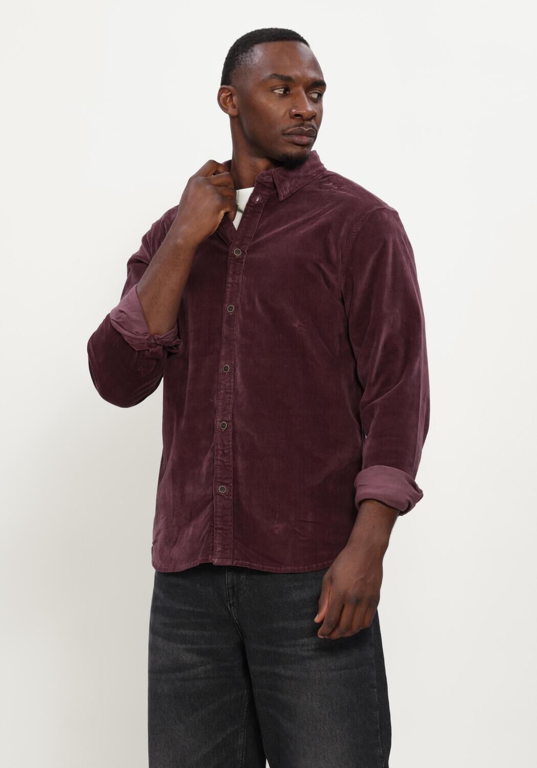 Bordeaux ANERKJENDT Overshirt AKLEIF SOLID CORD SHIRT - large