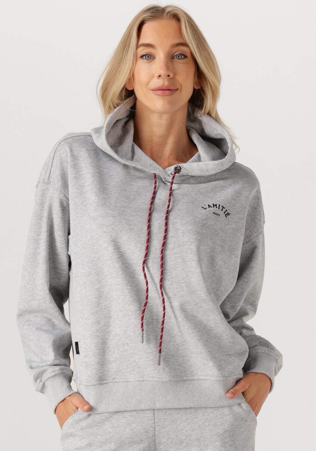 Lichtgrijze HAUTE L'AMITIÉ Sweater MINI CURVE HOODIE SWEAT | Omoda