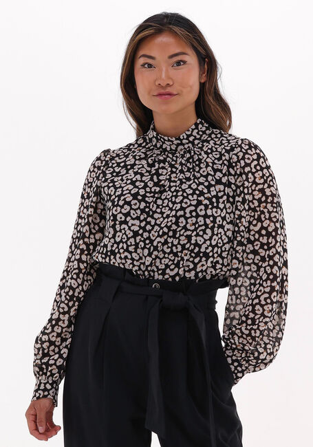 Bruine OBJECT Blouses MILA L/S HIGH NECK TOP - large