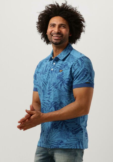 Blauwe PME LEGEND Polo SHORT SLEEVE POLO PIQUE MELANGE AOP - large