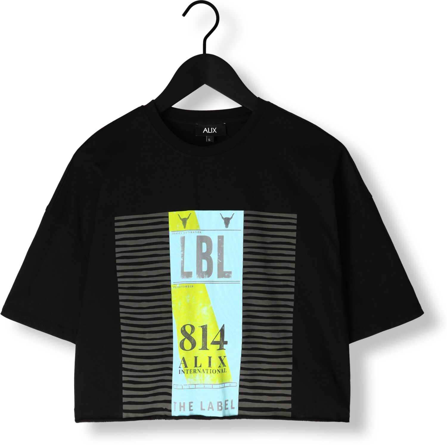 ALIX THE LABEL Dames Tops & T-shirts Ladies Knitted Travel Cropped T-shirt Zwart