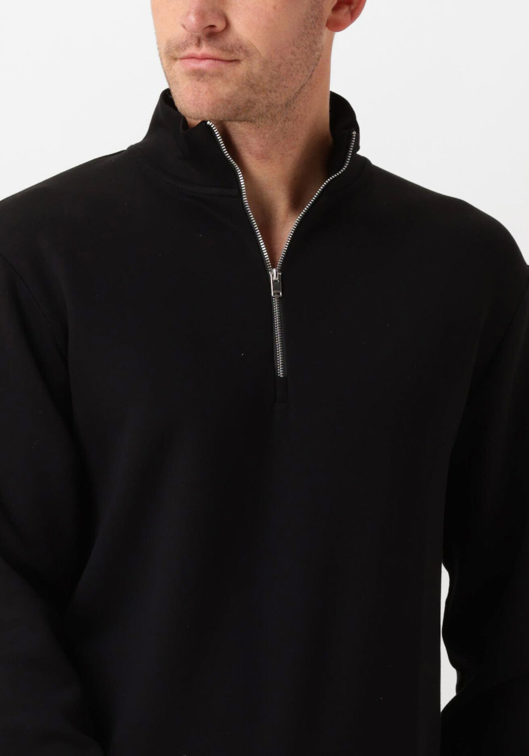 SELECTED HOMME Heren Truien & Vesten Slhemanuel Soft Zip High Neck Sweat Noos Zwart