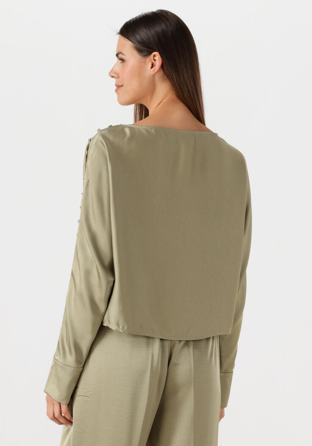 DANTE6 Dames Blouses Rocco Satin Button Detail Top Khaki