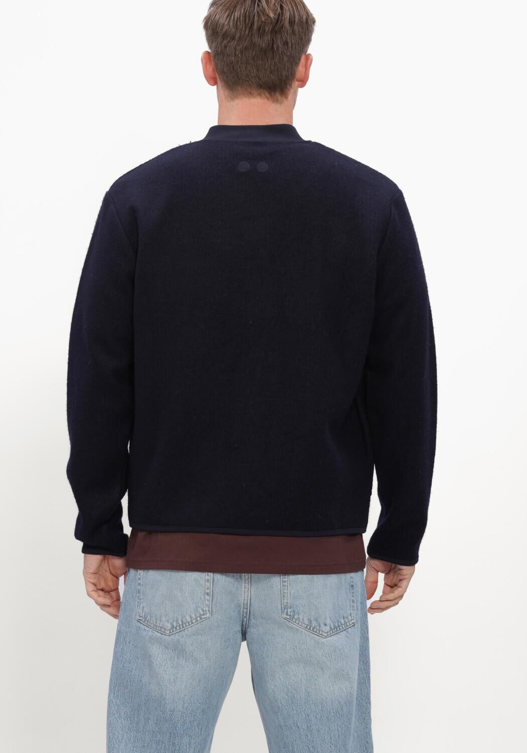 Blauwe RESTER&Ouml;DS Trui RTLUKE BOILED WOOL JACKET - large