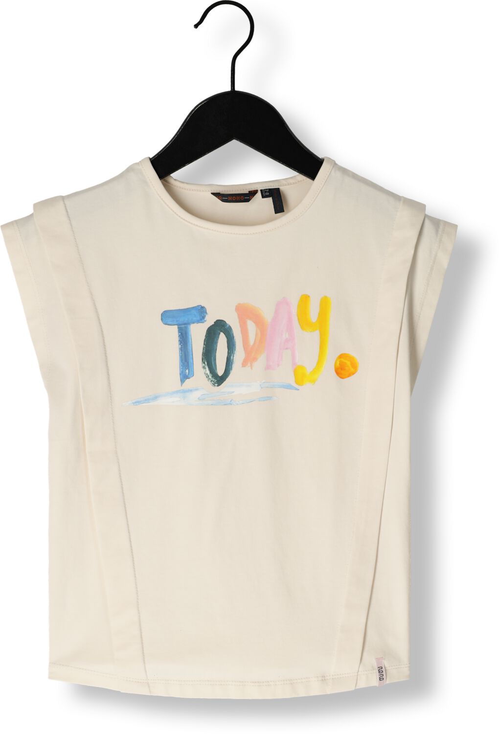 NONO T-shirt Kiam met tekst ivoor Wit Biologisch katoen Ronde hals 104