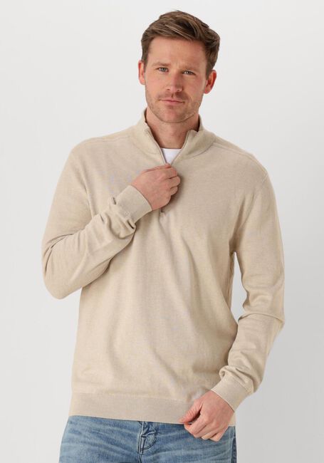 Beige SELECTED HOMME Trui SLHBERG HALF ZIP CARDIGAN NOOS - large