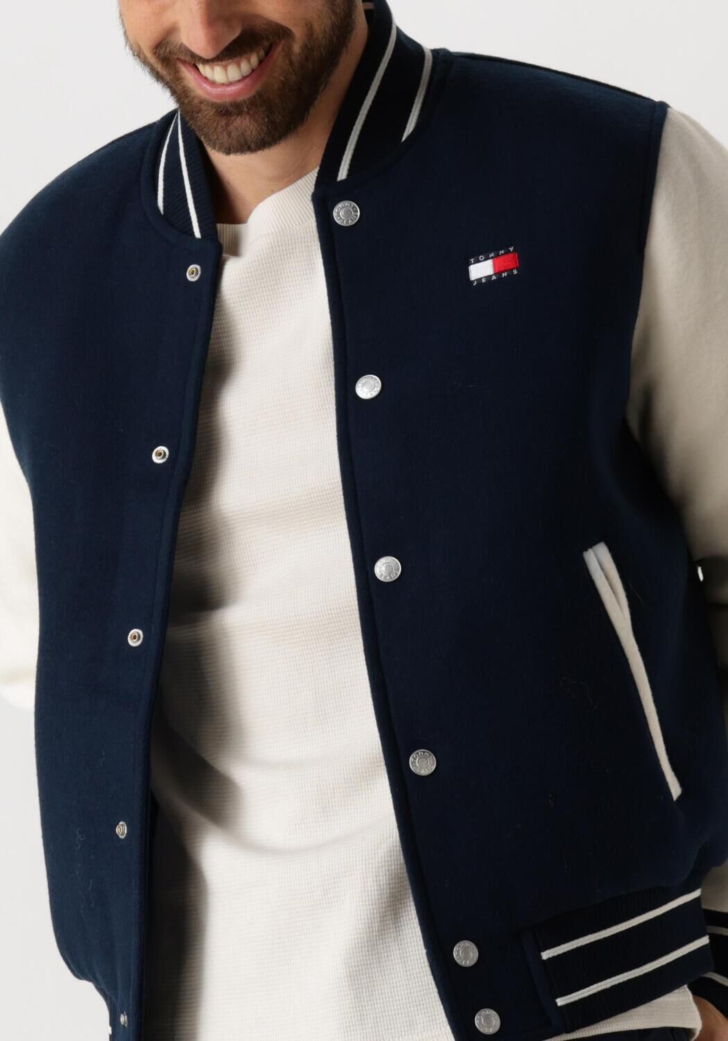 TOMMY JEANS Heren Jassen Tjm Wool Blend Varsity Jkt Ext Donkerblauw