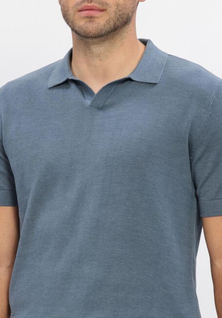 Blauwe SELECTED MEN Polo SLHMATTIS SS KNIT SUN OPEN POLO - large