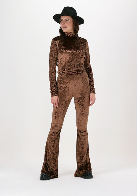 Bruine CATWALK JUNKIE Flared broek TR VELVET - large