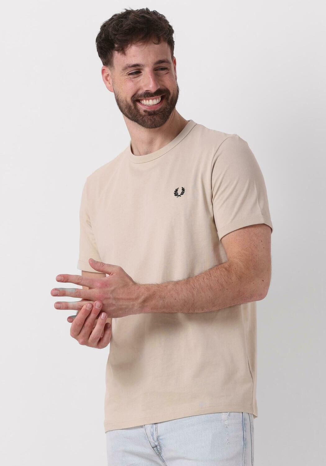 FRED PERRY Heren Polo's & T-shirts Ringer T-shirt Gebroken Wit