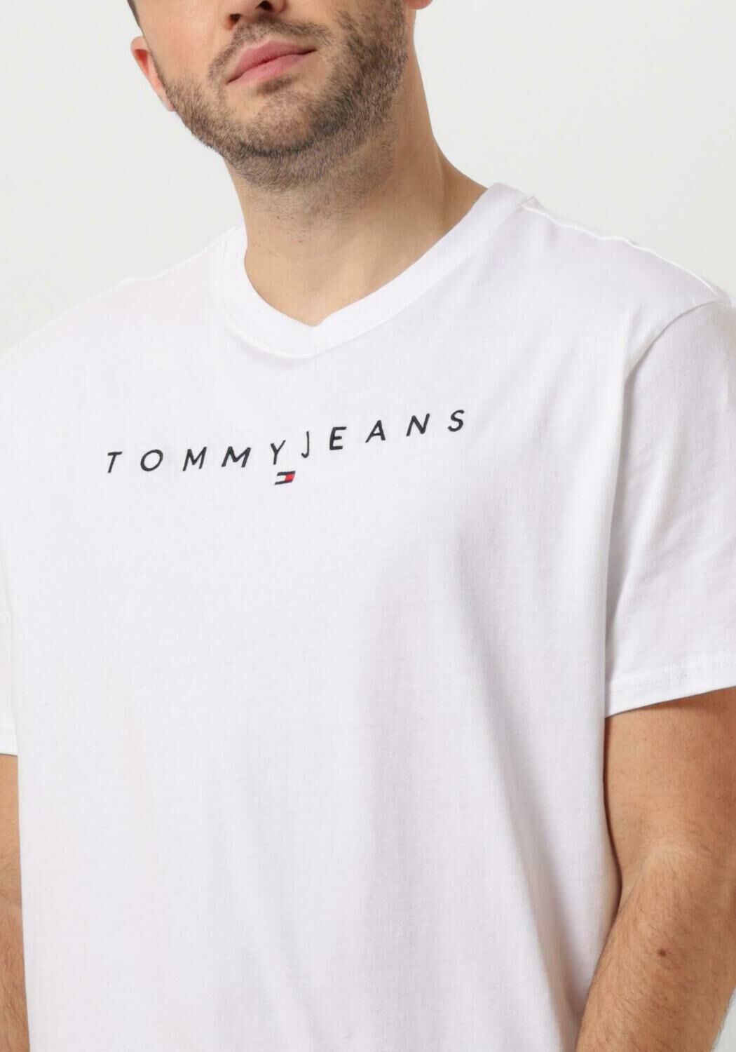 TOMMY JEANS Heren Polo's & T-shirts Tjm Reg Linear Logo Tee Ext Wit