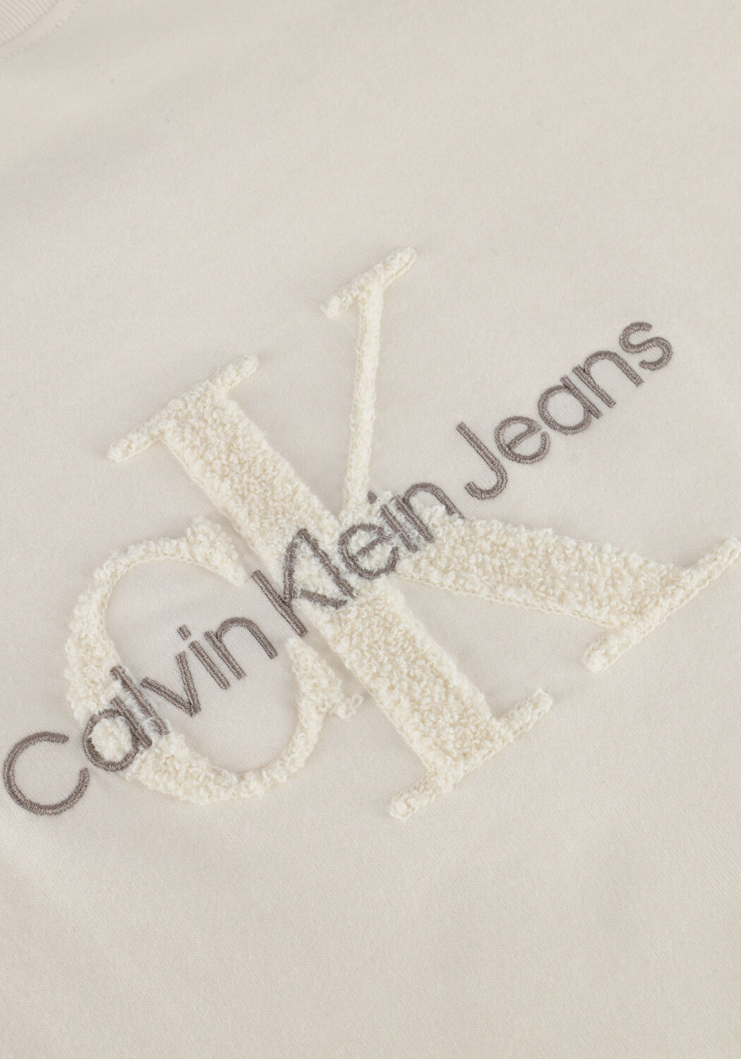 Witte CALVIN KLEIN T-shirt CHENILLE MONOLOGO TEE - large