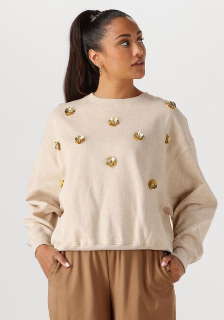 Beige NUKUS Trui BEATRIZ PULLOVER FLOWER - large