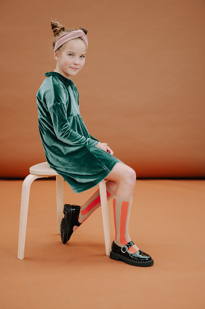 Sproet & Sprout Meisjes Jurken Dress Velvet Groen