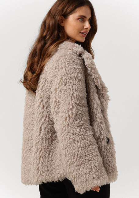 Taupe BEAUMONT Teddy jas CURLY SHORT COAT - large