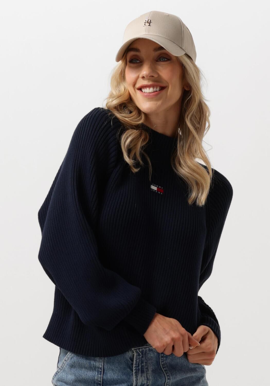 TOMMY JEANS Dames Truien & Vesten Tjw Badge Mockneck Sweater Blauw