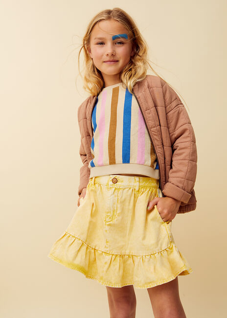 Butter yellow Sproet & Sprout Mini jurk DENIM PEPLUM SKIRT - large