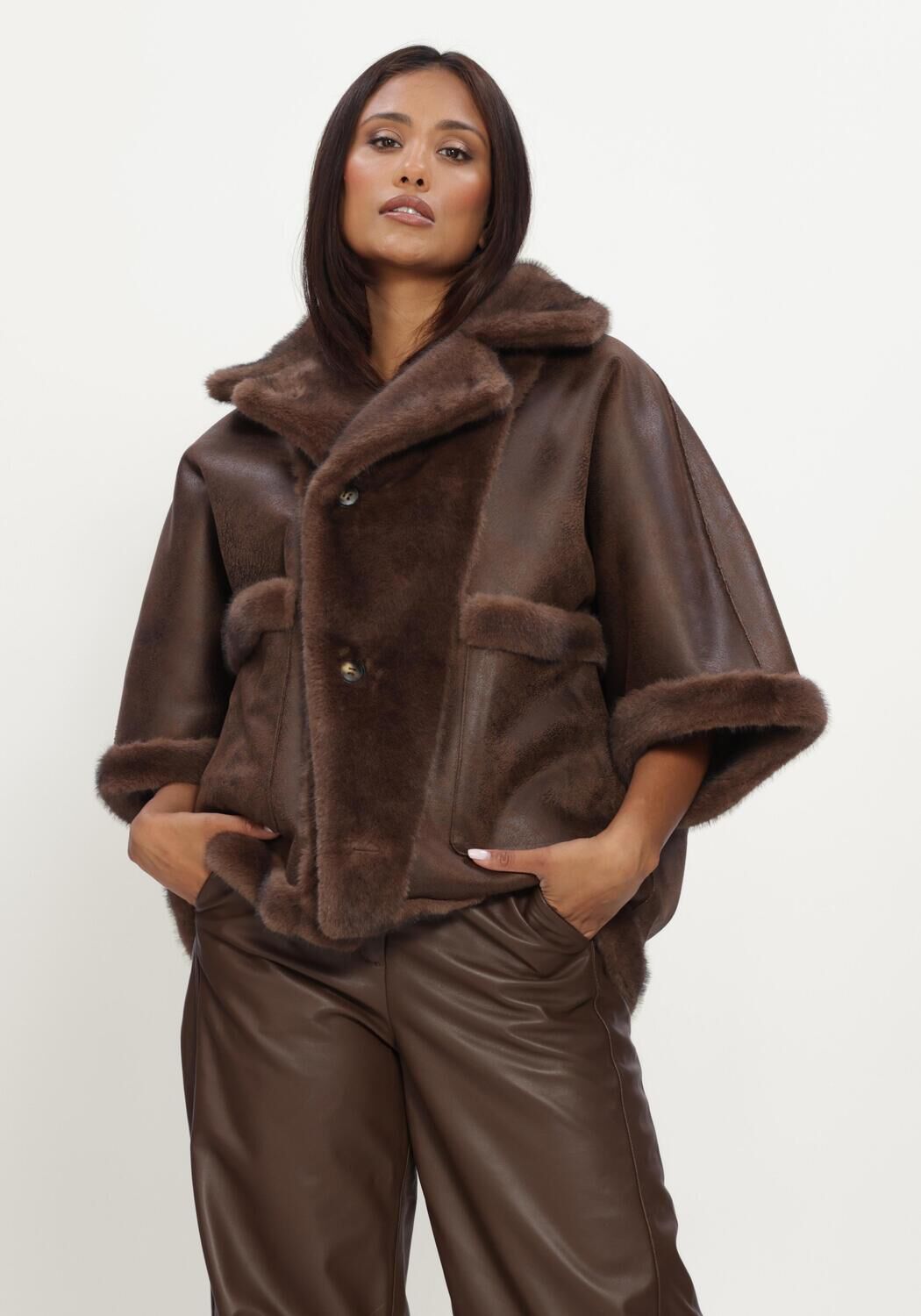Bruine STUDIO AR Faux fur jas CLARA FAUX MINK - large