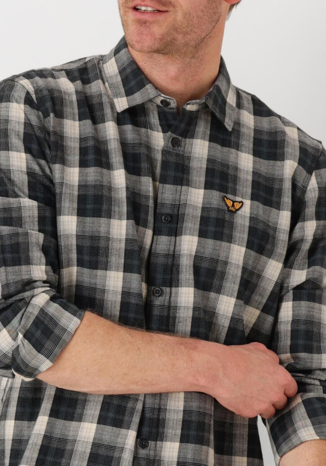PME LEGEND Heren Overhemden Long Sleeve Shirt Twill Yarndyed Check Grijs