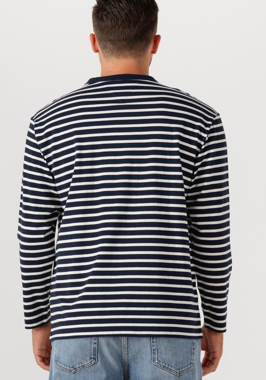 TOMMY JEANS Heren Polo's & T-shirts Tjm Reg Sflag Breton Stripe Ls Blauw