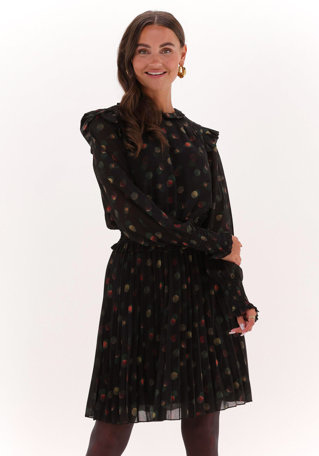 zwarte scotch soda mini jurk smock stitch mini dress