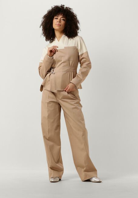 Beige VANILIA Lange broeken FOLDED TWILL - large