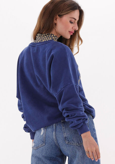 Blauwe COLOURFUL REBEL Sweater CR ACID WASH DROPPED SHOULDER SWEAT - large