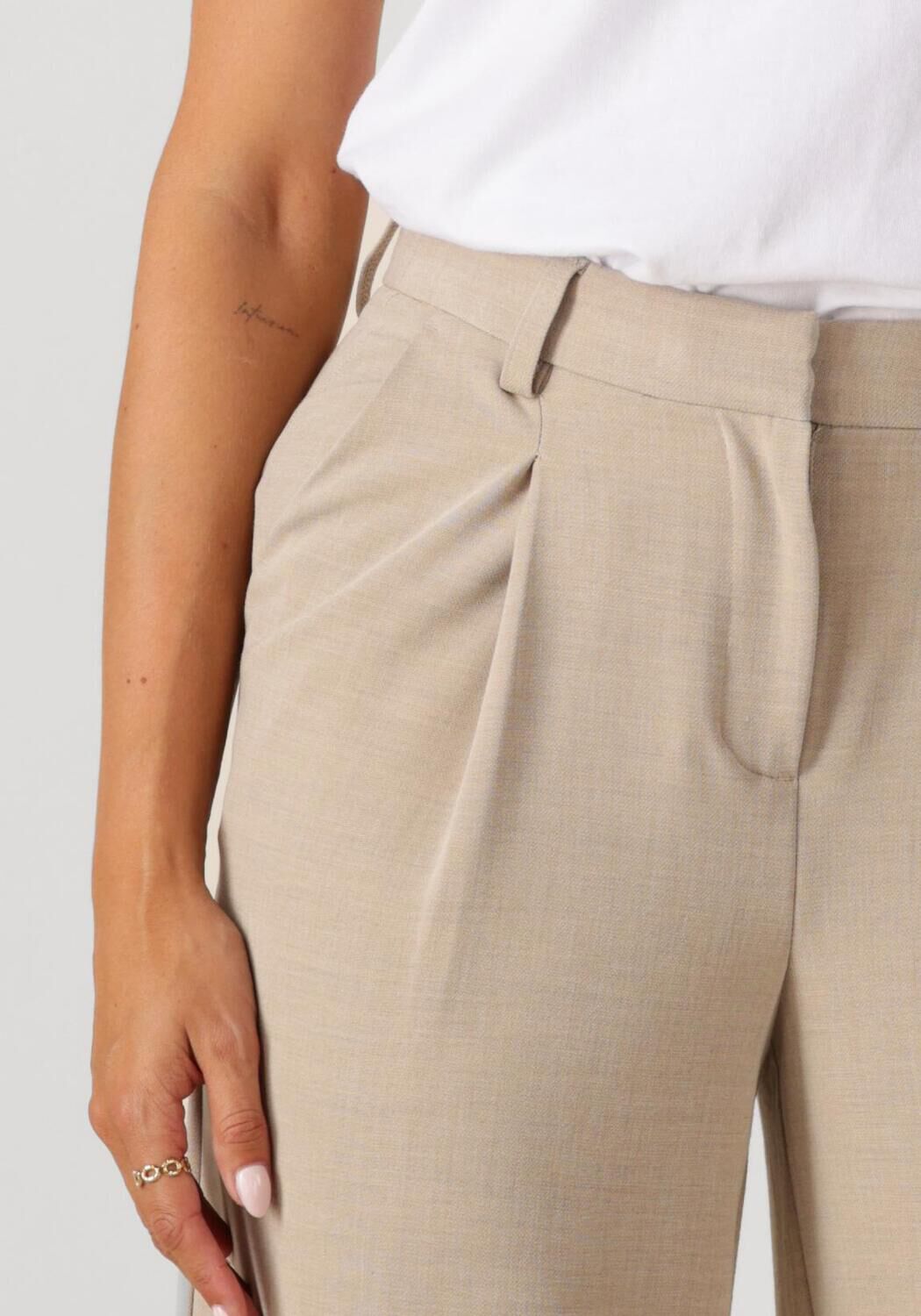 OBJECT Dames Broeken Objivy Hw Wide Pant Beige