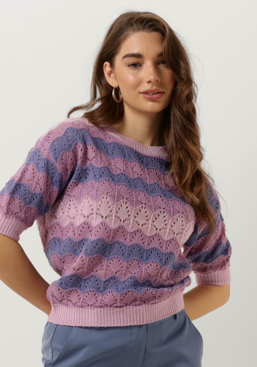 YDENCE Dames Tops & T-shirts Knitted Top Selah Paars