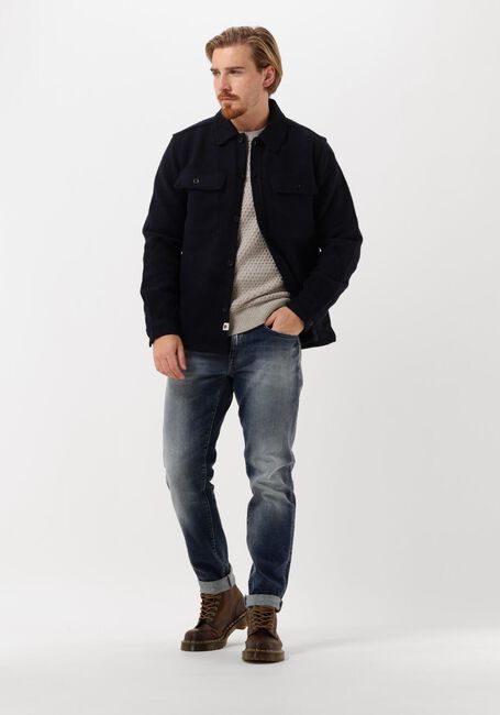 Donkerblauwe ANERKJENDT Overshirt AKLION BOILED WOOL OVERSHIRT - large