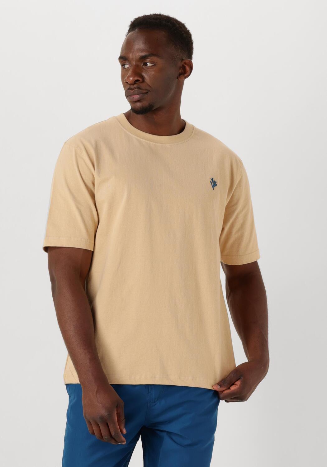SHIWI Heren Polo's & T-shirts Men Finn Relaxed T-shirt Coral Logo Beige