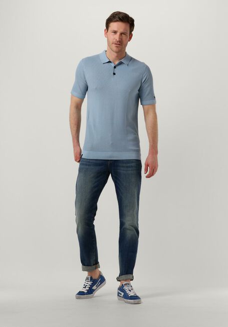 Lichtblauwe CAST IRON Polo SHORT SLEEVE POLO COTTON MODAL - large
