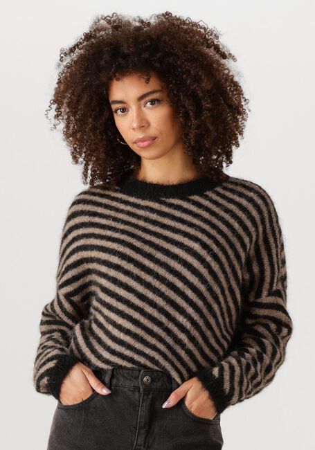 Zwarte BY-BAR Trui DIAGONAL NATURAL PULLOVER - large