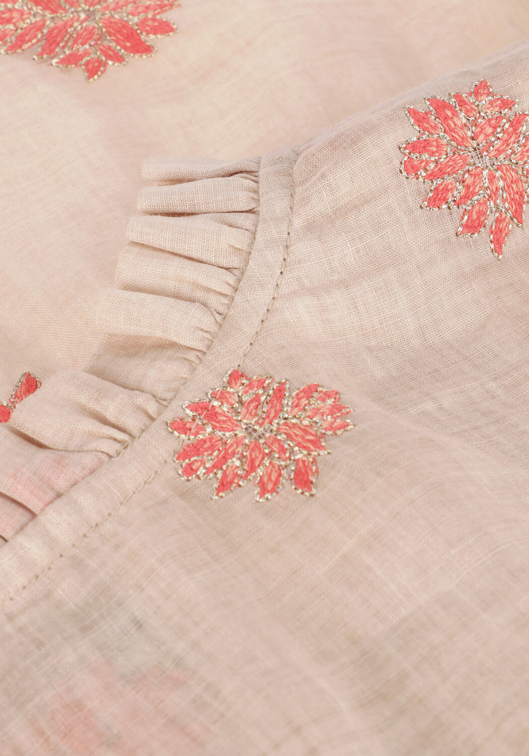 Beige NUKUS Blouses TINA BLOUSE EMBROIDERY - large