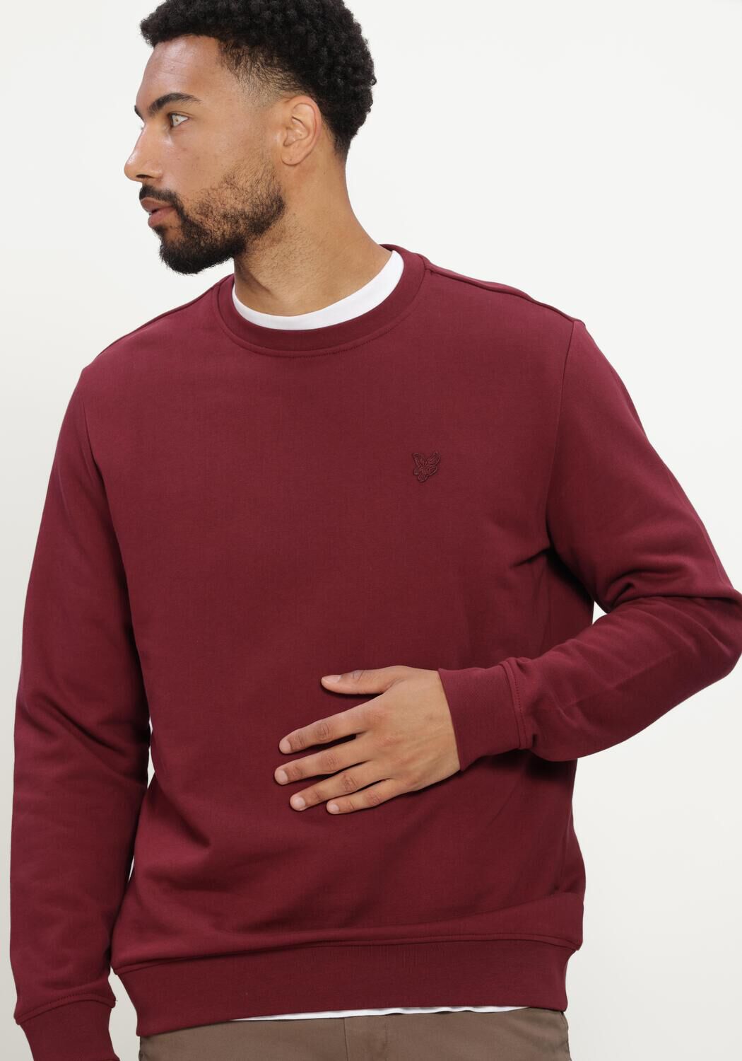 Bordeaux LYLE & SCOTT Trui SUPERFINE CREW NECK SWEATSHIRT - large