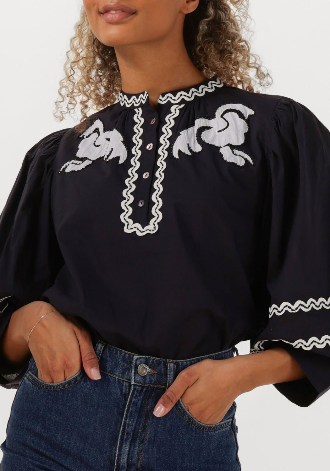 ANTIK BATIK Dames Blouses Dali Blouse Donkerblauw
