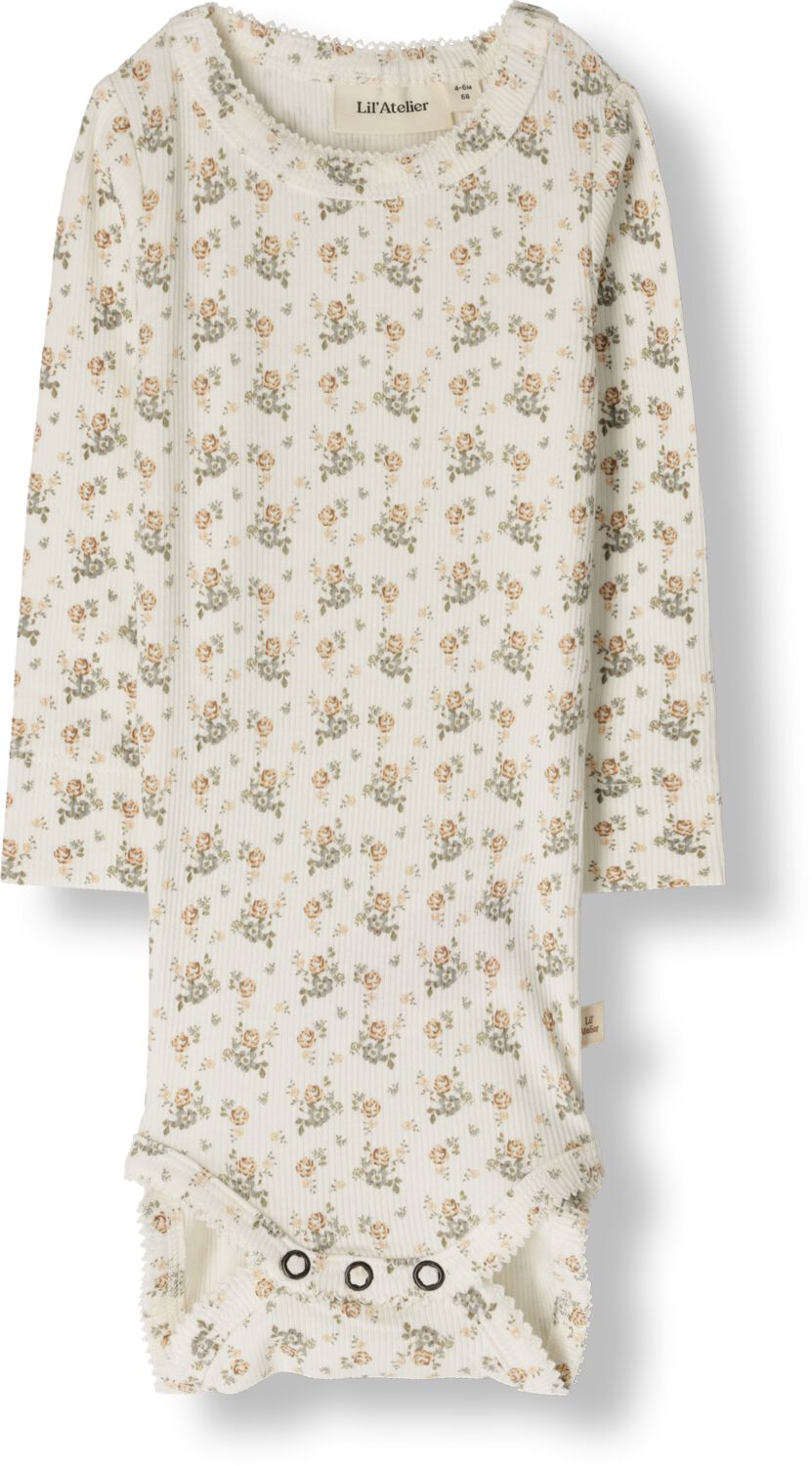 LIL' ATELIER BABY romper NBFGAGO offwhite Wit Meisjes Katoen Ronde hals 74