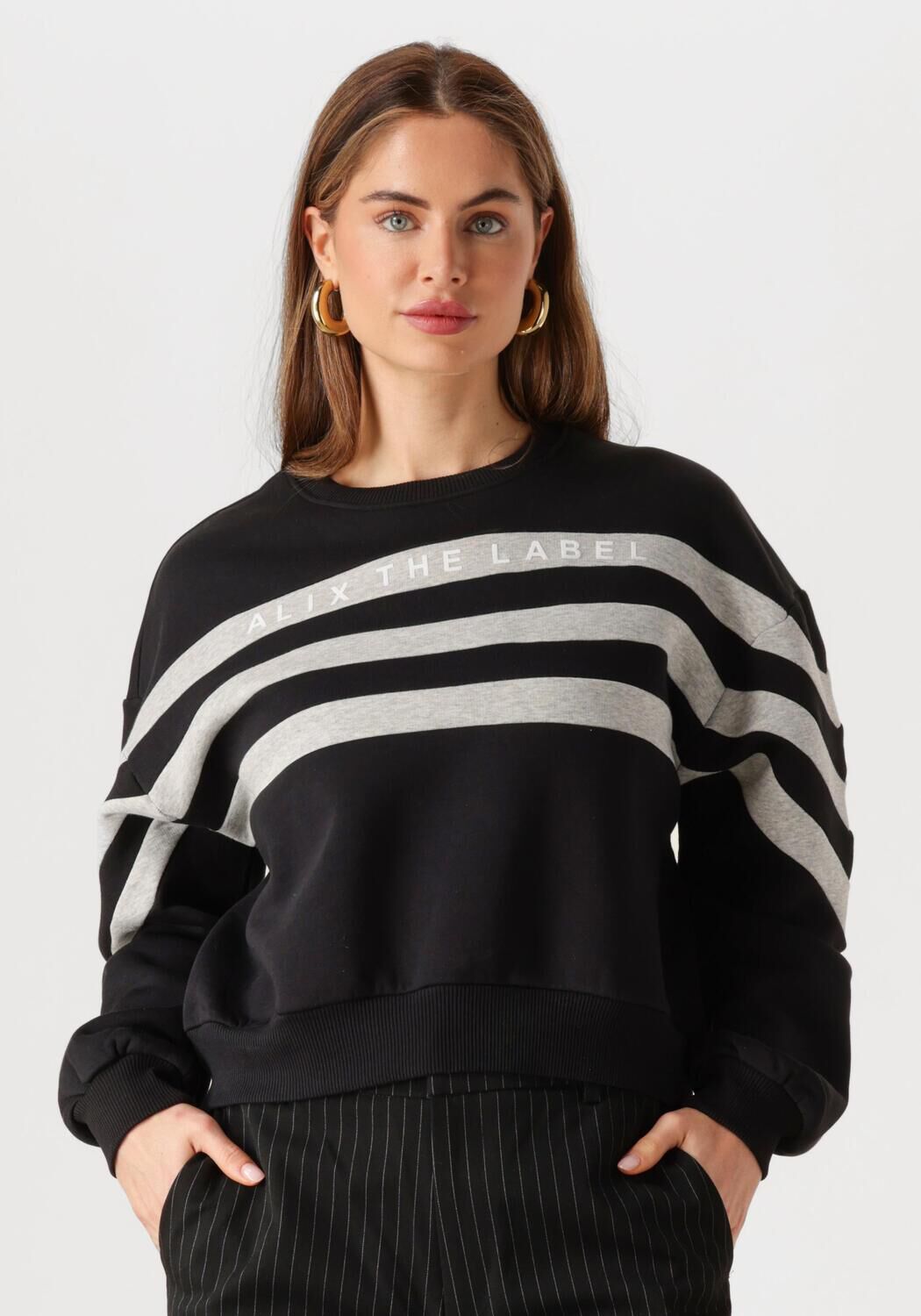 ALIX THE LABEL Dames Truien & Vesten Ladies Knitted Cropped Sweater Zwart