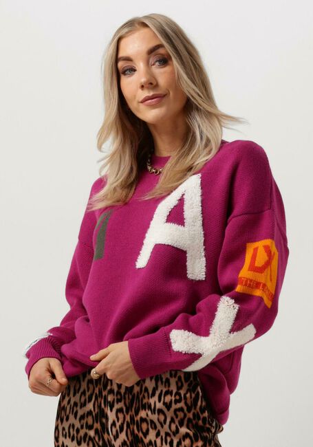 Bordeaux ALIX THE LABEL Trui LADIES KNITTED ART WORK PULLOVER - large