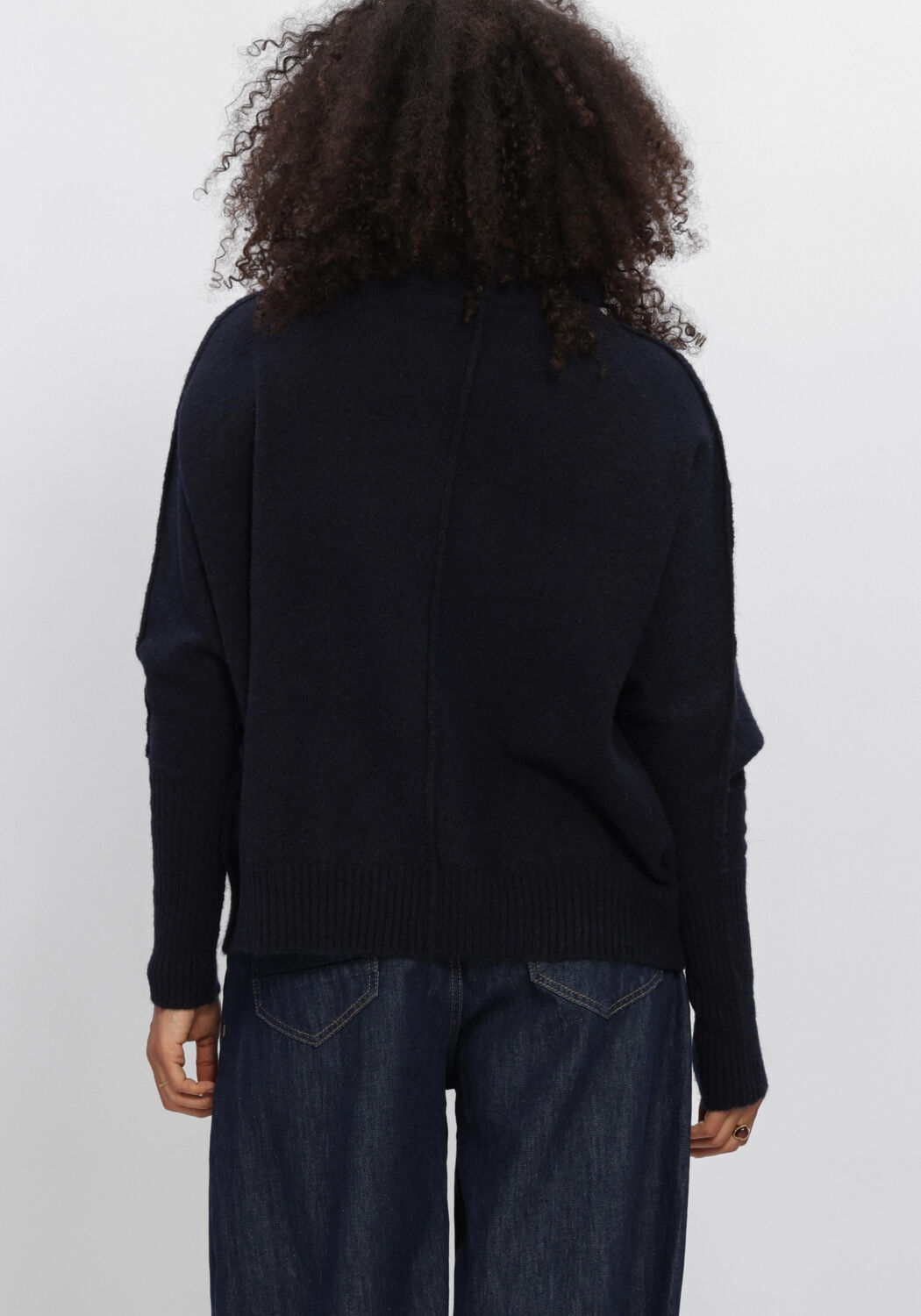 Donkerblauwe SUMMUM Trui BATWING SWEATER SOFT MELANGE KNIT - large