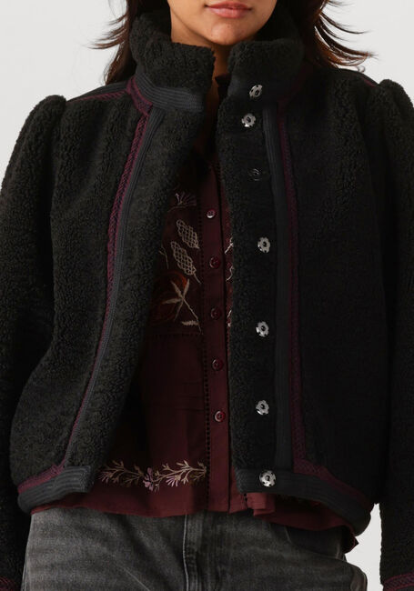 Zwarte ANTIK BATIK Teddy jas SALLY JACKET - large
