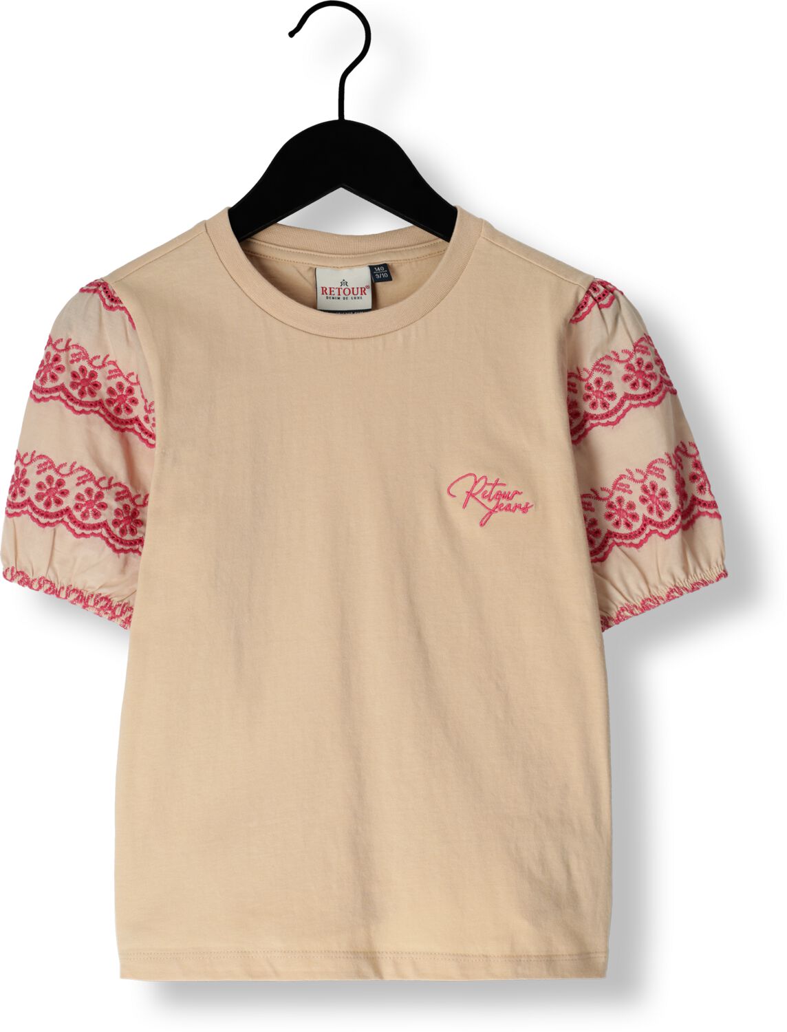 Retour Jeans top Xena met all over print beige roze T-shirt Meisjes Katoen Ronde hals 158 164