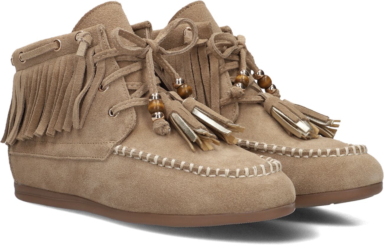 WYSH Beige Enkellaarsjes Roos