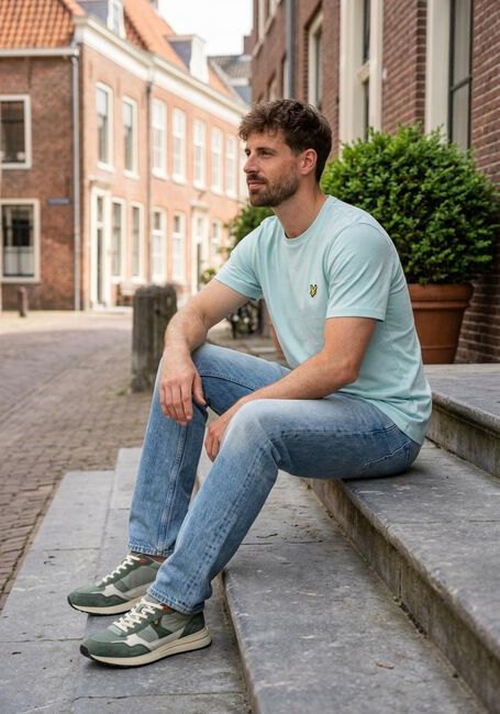 Lichtblauwe LYLE & SCOTT T-shirt PLAIN T-SHIRT - large