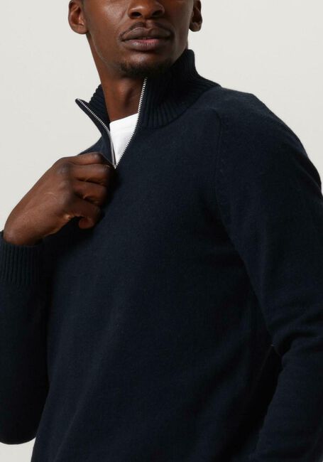 Donkerblauwe SELECTED HOMME Trui SLHREG DAN WOOL-MIX ZIP HIGH NECK OW - large