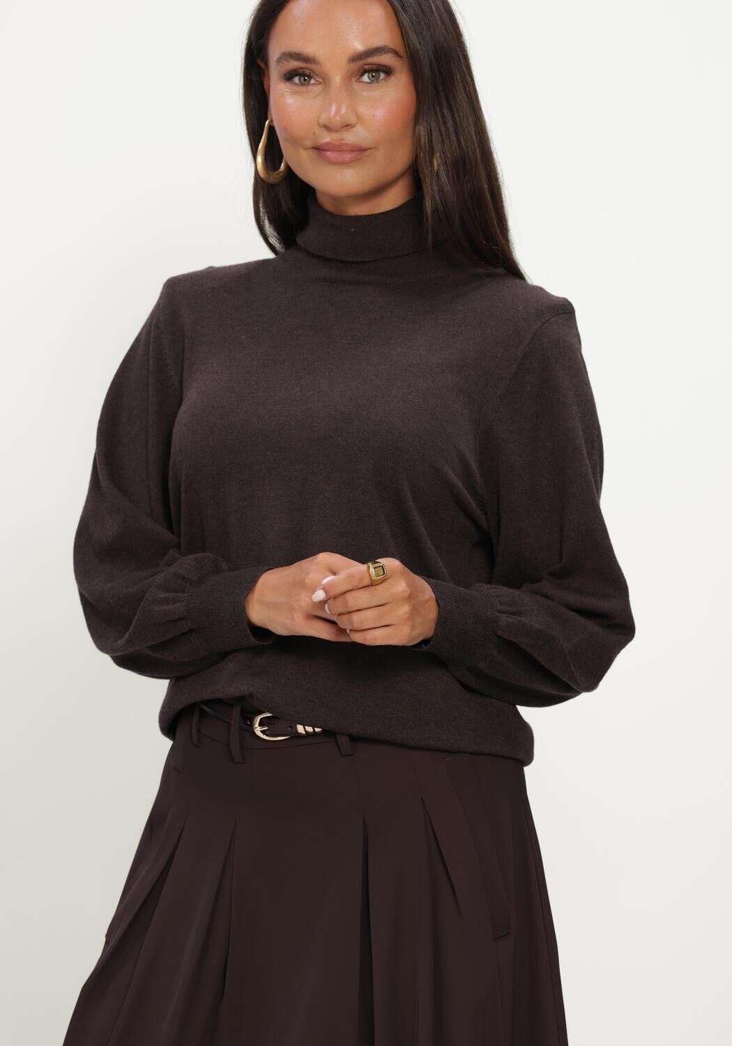 Bruine CO'COUTURE Trui CORYCC PADDED ROLL-NECK KNIT - large