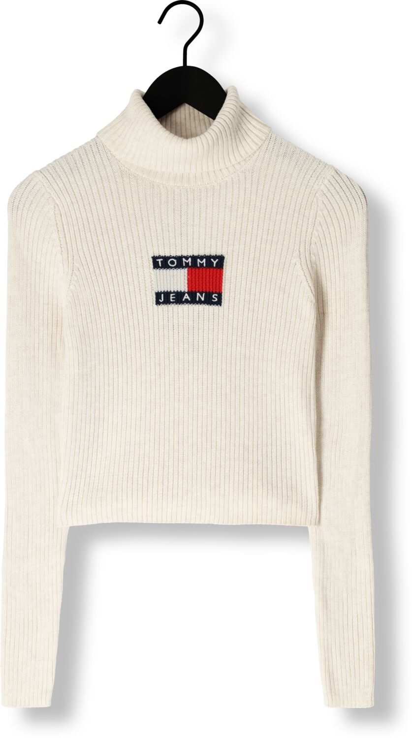 TOMMY JEANS Dames Truien & Vesten Tjw Melange Trtlnck Flag Sweater Beige