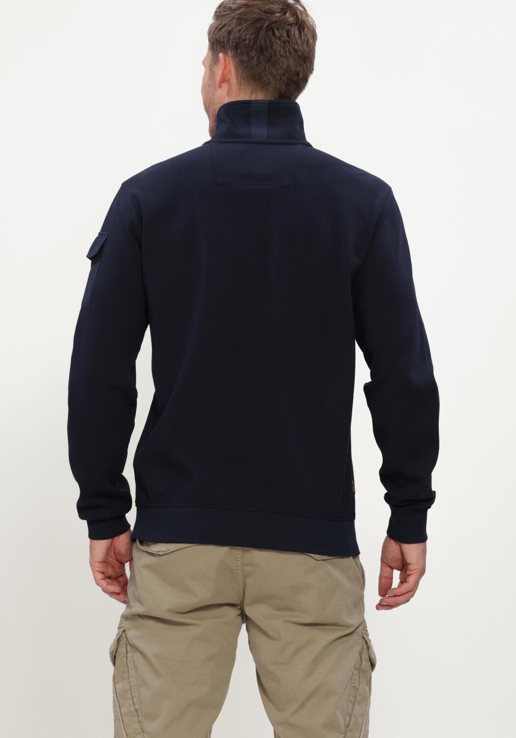 Donkerblauwe PME LEGEND Trui HALF ZIP COLLAR INTERLOCK JERSEY - large