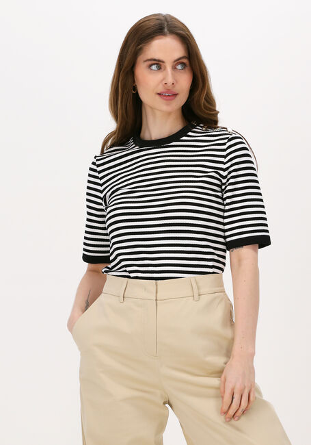 Zwarte VANILIA T-shirt STRIPED SHORT SLEEVE TRICO - large